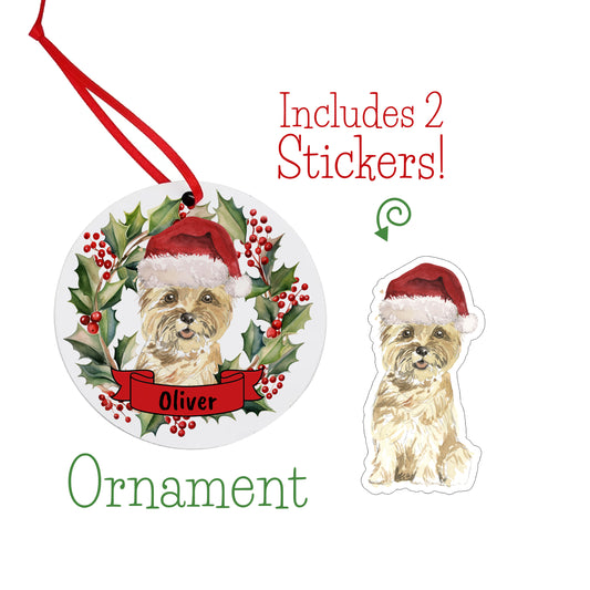 Cairn Terrier Christmas Ornament and Stickers