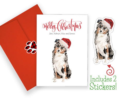 Australian Shepherd Christmas Cards and Stickers