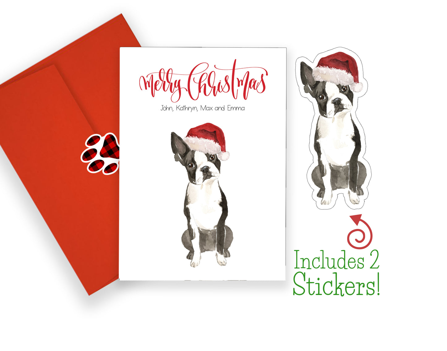 Boston Terrier Christmas Cards and Stickers