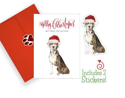 Catahoula Leopard Dog Christmas Cards and Stickers