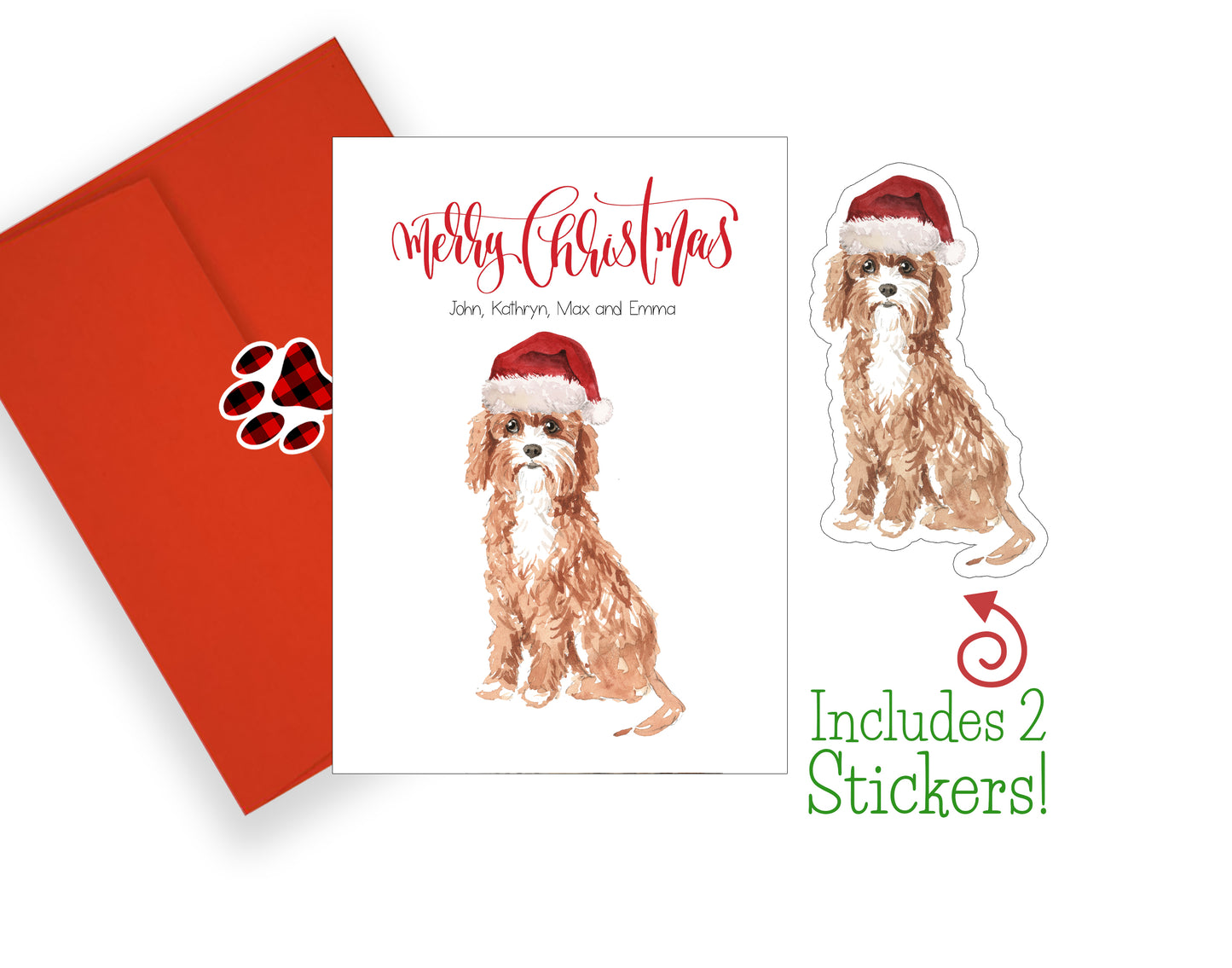 Cavapoo Christmas Cards and Stickers