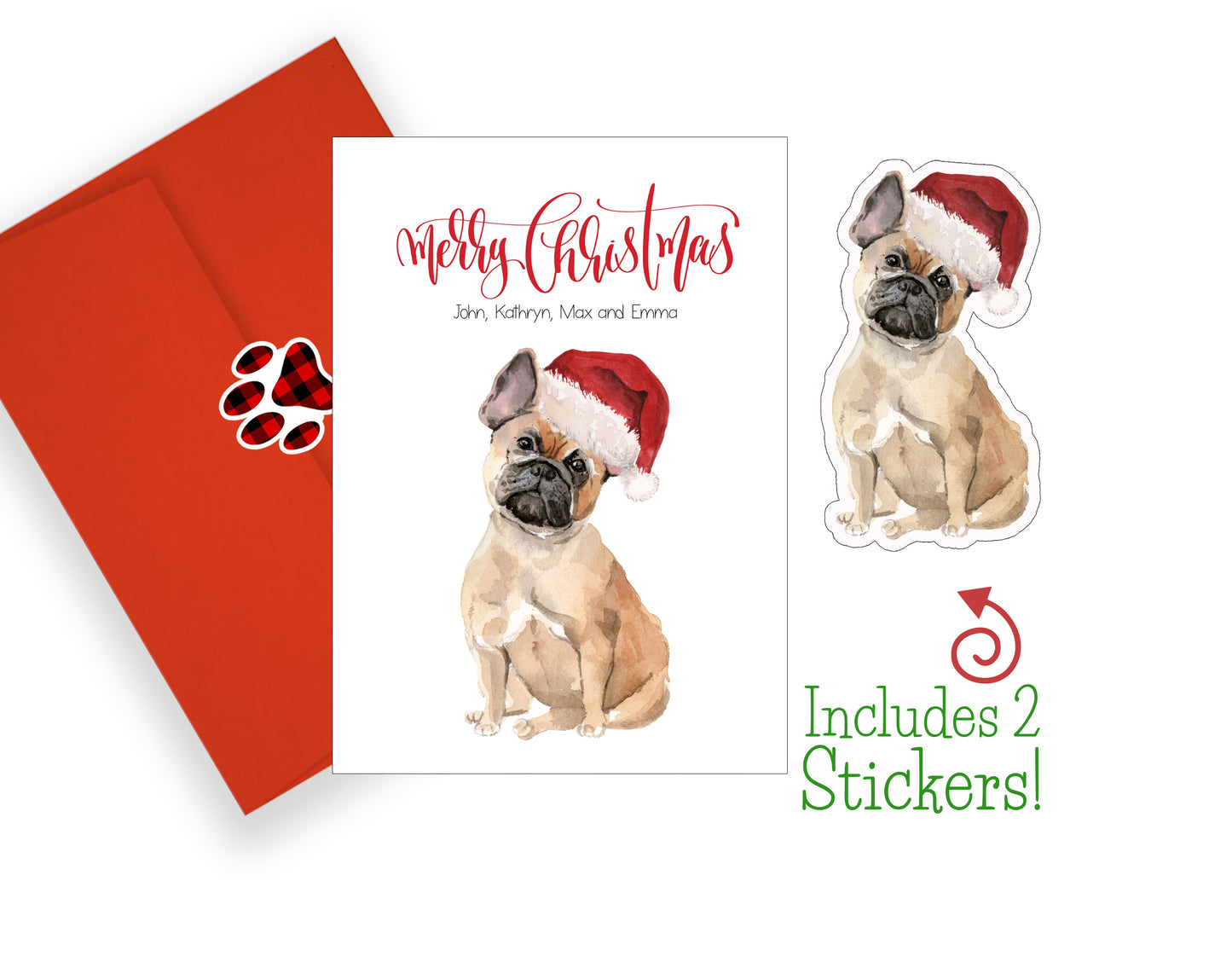 French Bulldog Christmas Cards and Stickers
