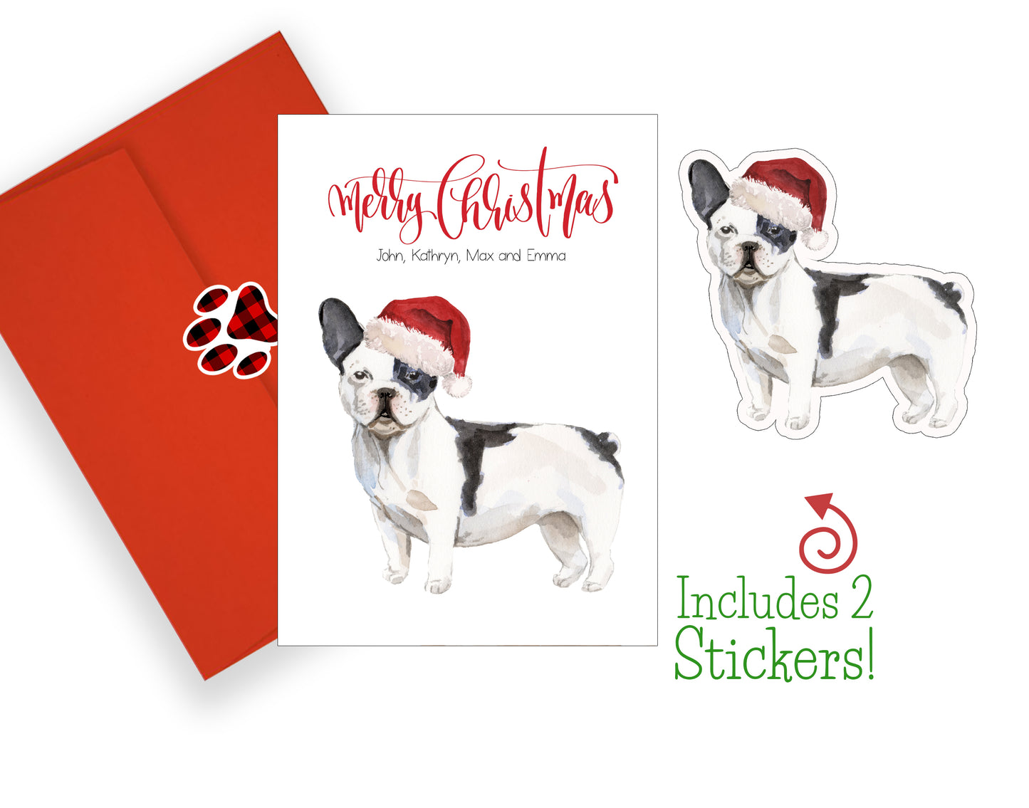 French Bulldog Christmas Cards and Stickers