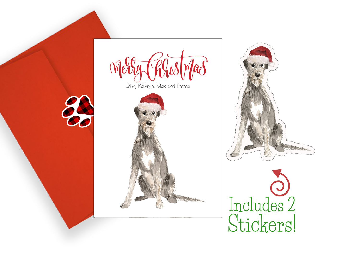 Irish Wolfhound Christmas Cards and Stickers