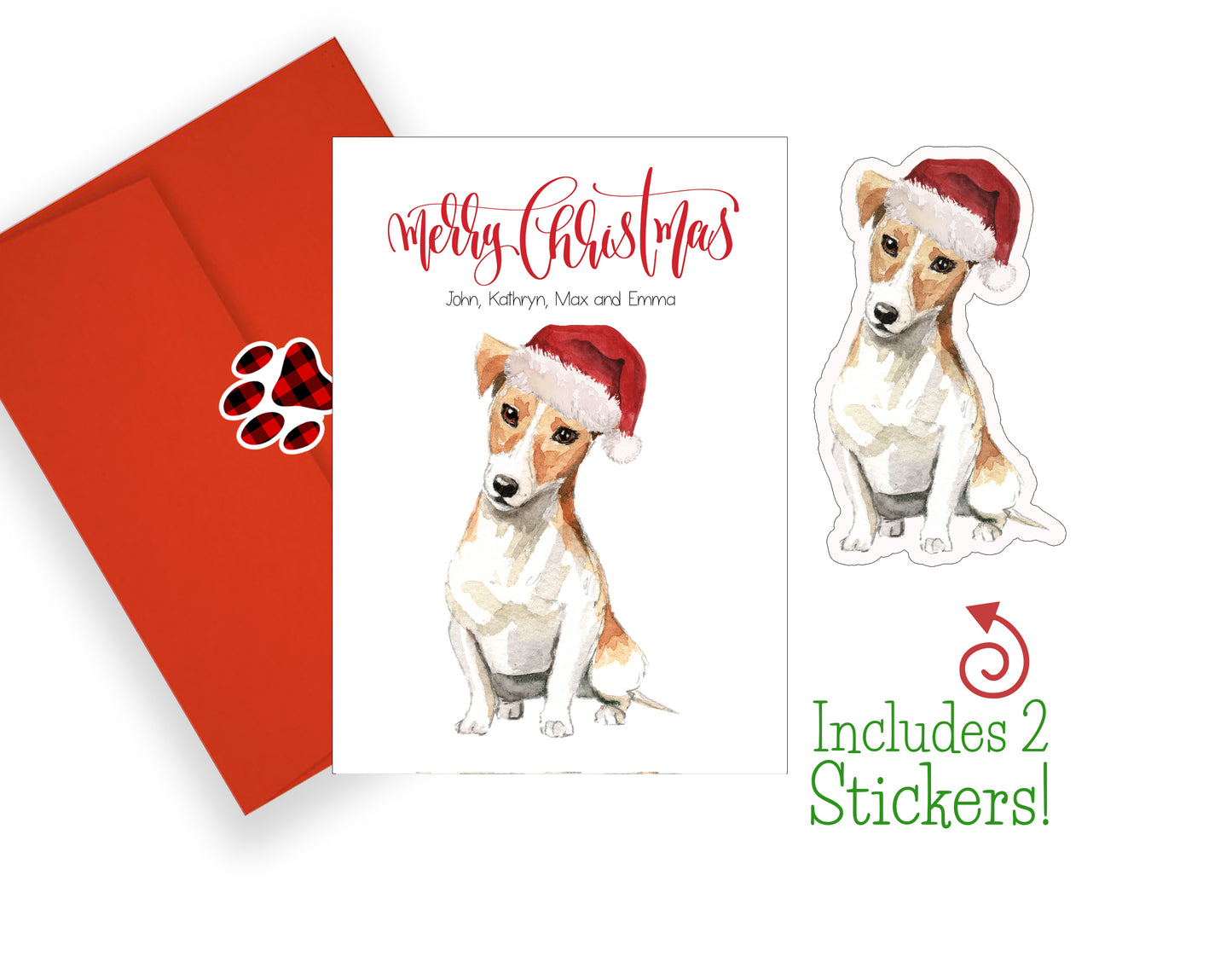 Jack Russell Terrier Christmas Cards and Stickers