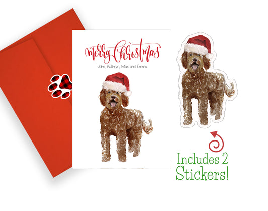 Labradoodle Christmas Cards and Stickers