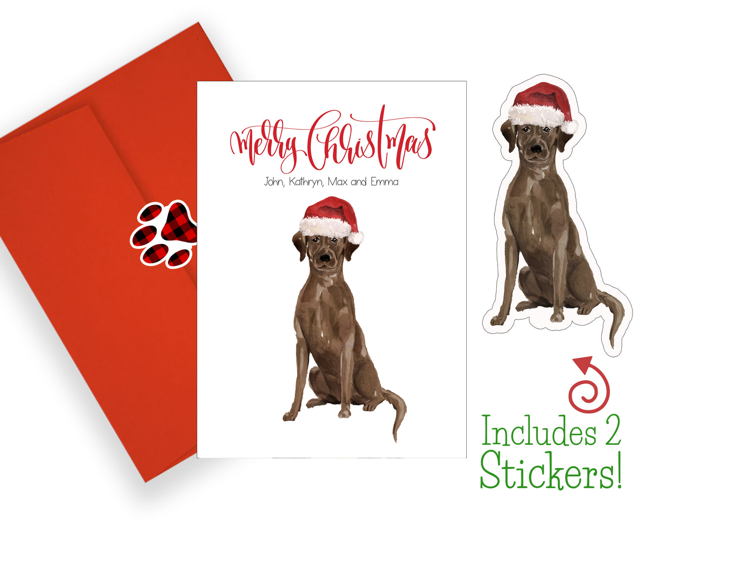 Chocolate Labrador Christmas Cards and Stickers