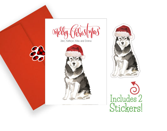 Malamute Christmas Cards and Stickers