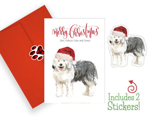 Old English Sheepdog Christmas Cards and Stickers