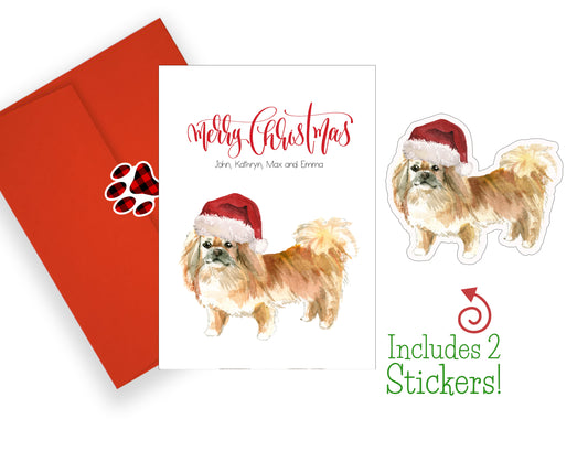 Pekingese Christmas Cards and Stickers