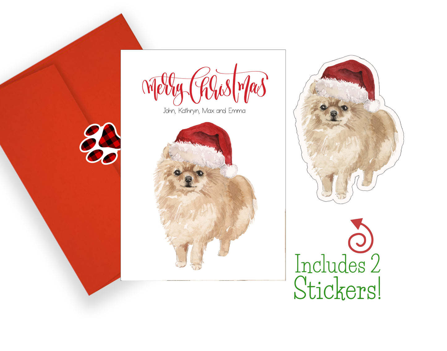 Pomeranian Christmas Cards and Stickers