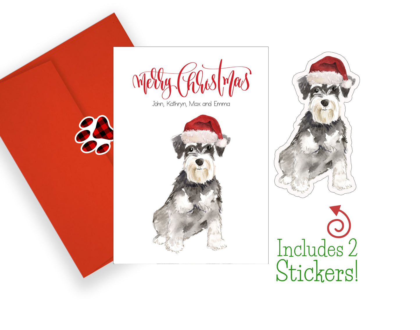 Schnauzer Christmas Cards and Stickers