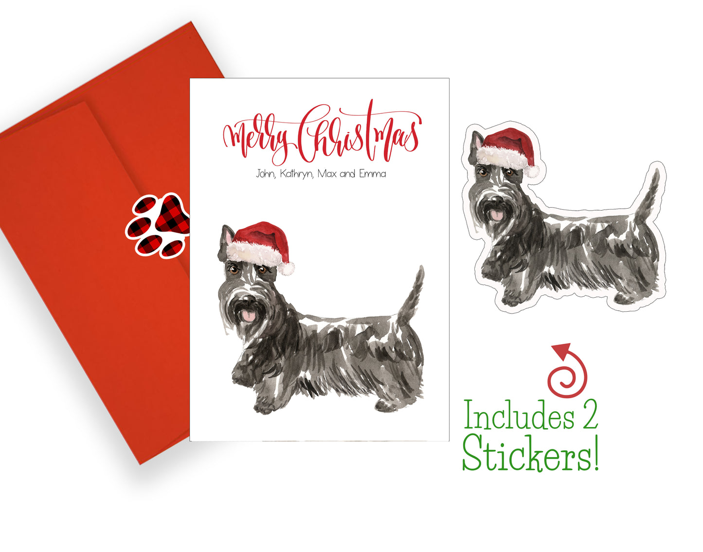 Scottish Terrier Christmas Cards and Stickers