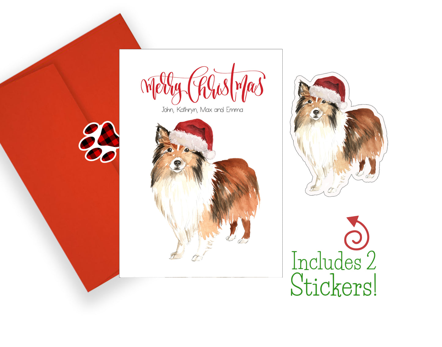 Shetland Sheepdog Christmas Cards and Stickers