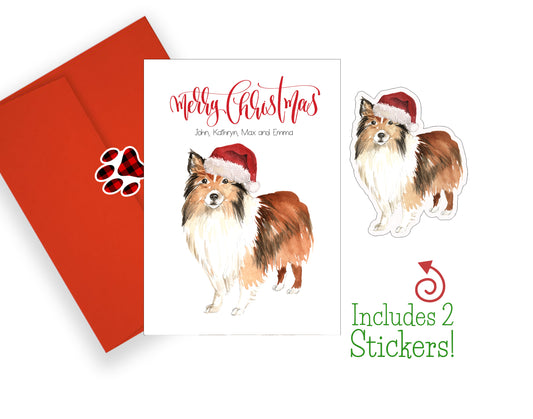 Shetland Sheepdog Christmas Cards and Stickers