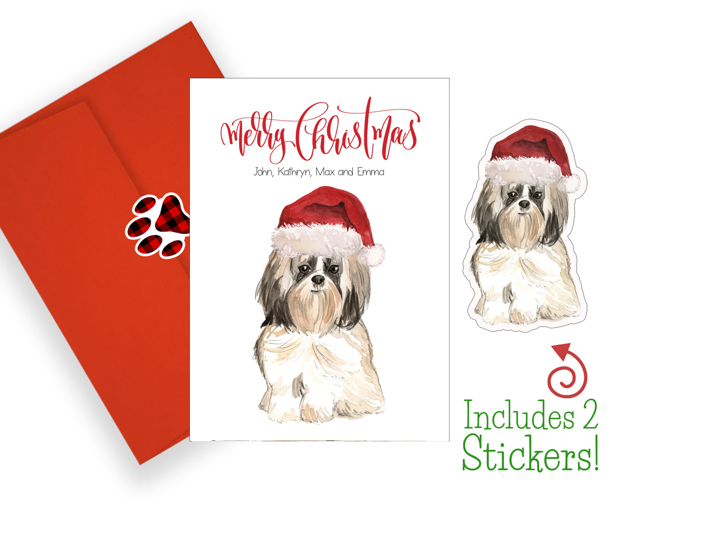 Shih Tzu Christmas Cards and Stickers