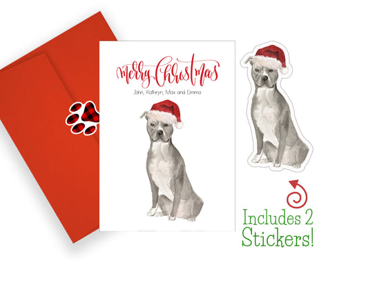 Staffordshire Bull Terrier Christmas Cards and Stickers