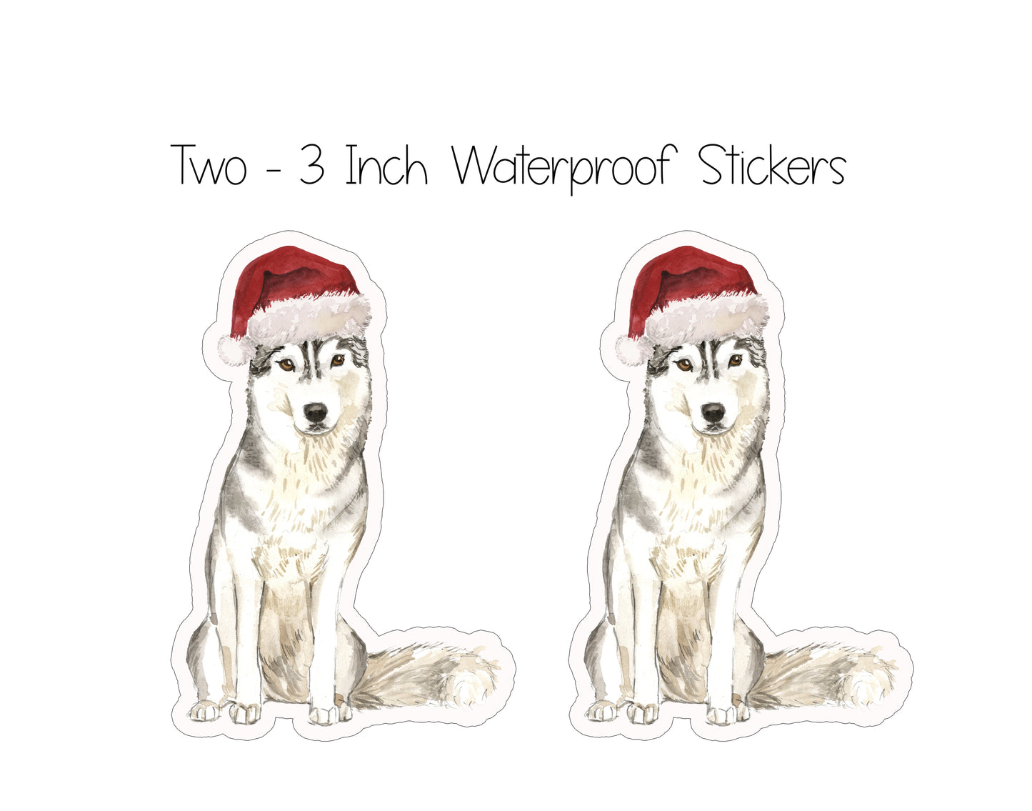 Siberian Husky Christmas Cards and Stickers