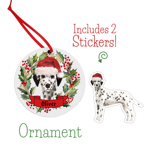 Dalmatian Christmas Ornament and Stickers