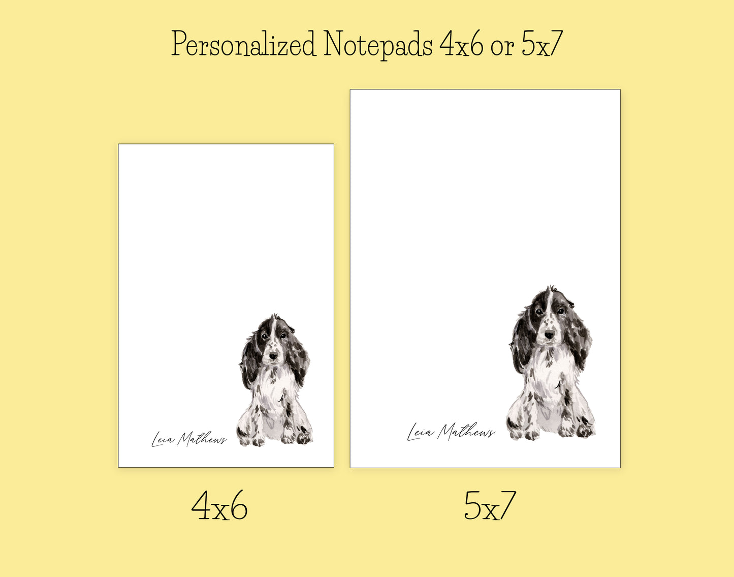 Black and White Cocker Spaniel Dog Notepad, Card and Stickers