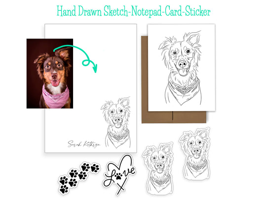 Custom Pet Sketch Notepad - Card - Stickers