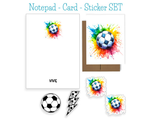 Soccer Notepad, Card and Stickers