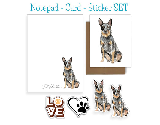 Australian Cattle Dog Notepad, Card and Stickers