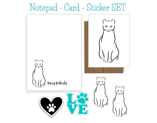 Cat Sketch Notepad and Stickers
