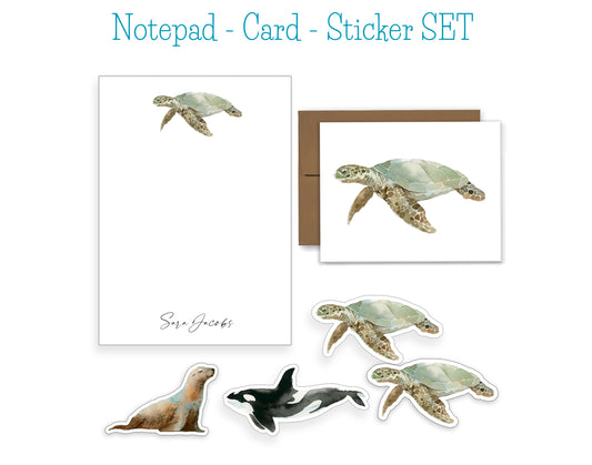 Turtle Notepad, Card and Stickers