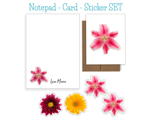 Flower Notepad, Card and Stickers