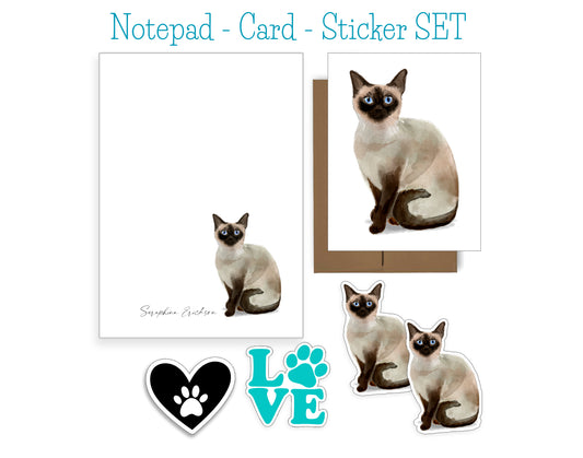 Siamese Cat Notepad and Stickers