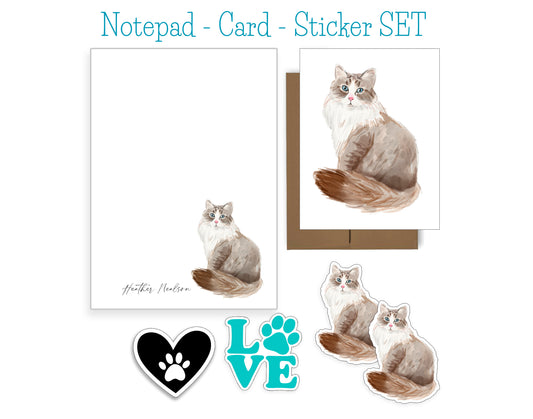 Siberian Cat Notepad and Stickers