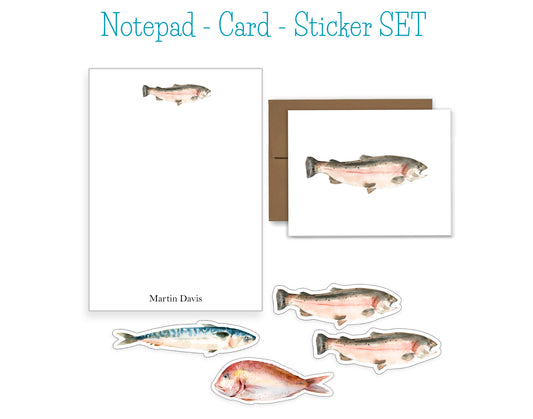 Fish Notepad, Card and Stickers