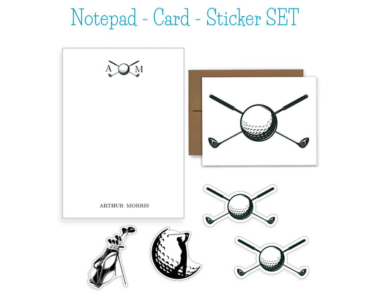 Golf Notepad, Card and Stickers