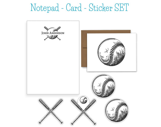 Baseball Notepad, Card and Stickers