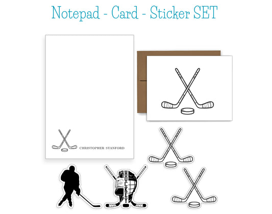 Hockey Notepad, Card and Stickers