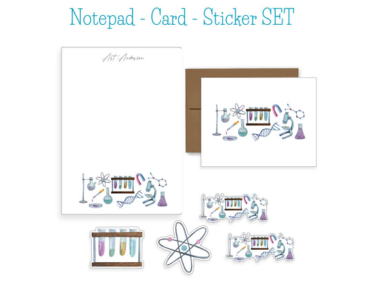 Science Notepad, Card and Stickers
