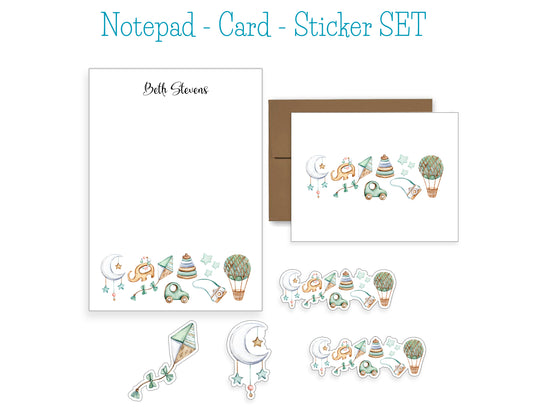 Baby Notepad, Card and Stickers