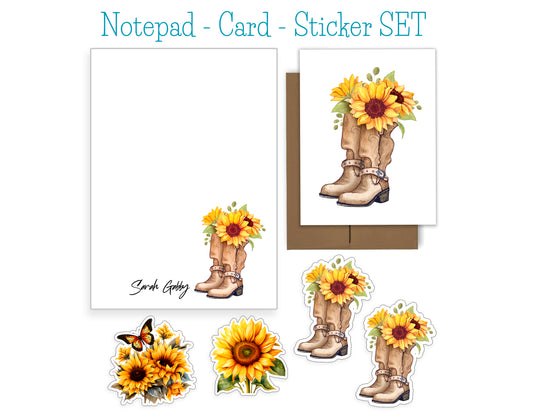 Cowgirl Notepad, Card and Stickers
