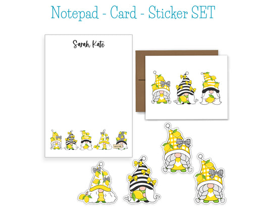 Lemon Gnome Notepad, Card and Stickers