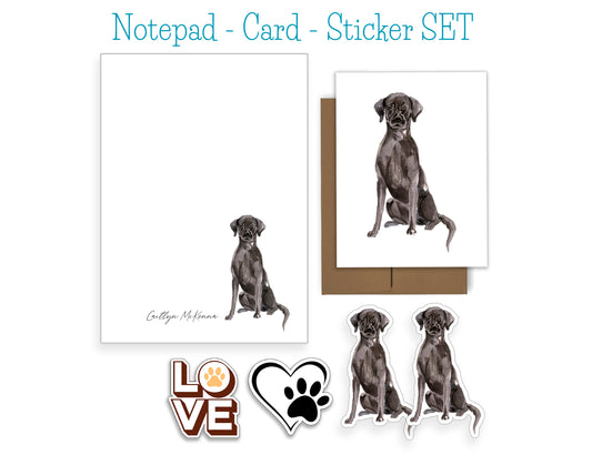 Black Labrador Dog Notepad, Card and Stickers