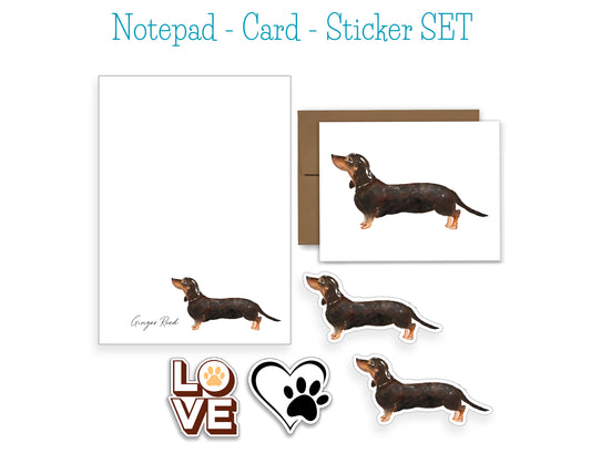 Dachshund Dog Notepad, Card and Stickers