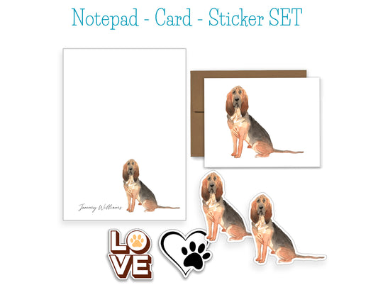 Bloodhound Dog Notepad, Card and Stickers