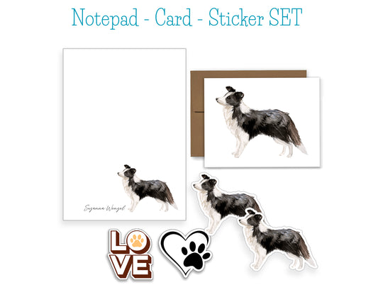 Border Collie Dog Notepad, Card and Stickers