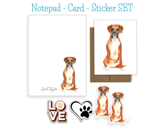 Boxer Dog Notepad, Card and Stickers