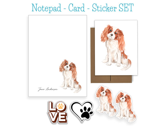 Cavalier King Charles Spaniel Dog Notepad, Card and Stickers