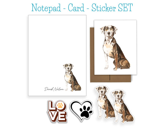 Catahoula Leopard Dog Notepad, Card and Stickers