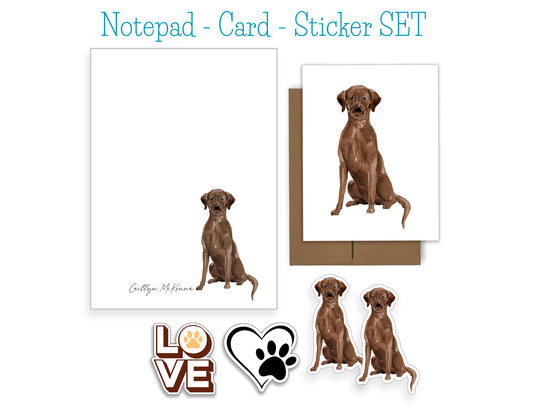 Chocolate Labrador Dog Notepad, Card and Stickers