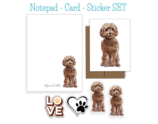 Cockapoo Dog Notepad, Card and Stickers