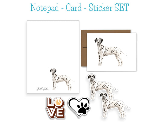 Dalmatian Dog Notepad, Card and Stickers